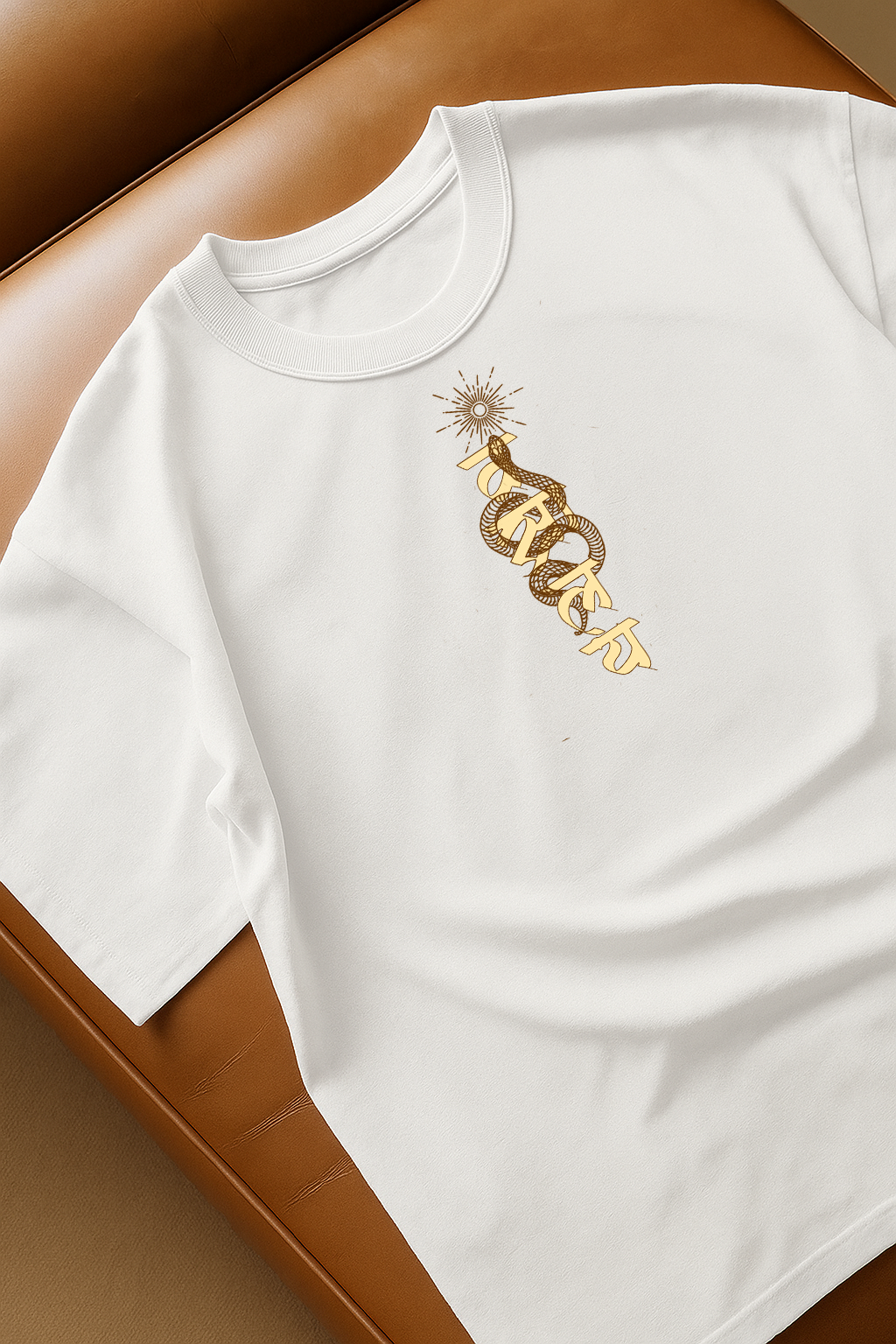 Naag Patta Chitra t-shirt white front — 240 GSM Indian heritage tee