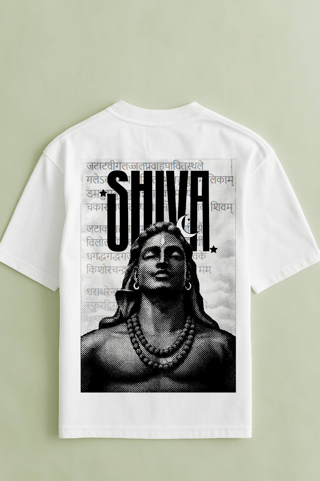 Shiva Monochrome t-shirt white back — clean mythology streetwear India