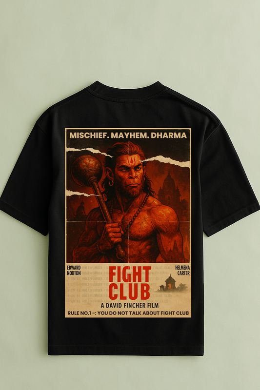Hanuman Fight Club T-Shirt — 240 GSM heavyweight cotton — mythology streetwear India