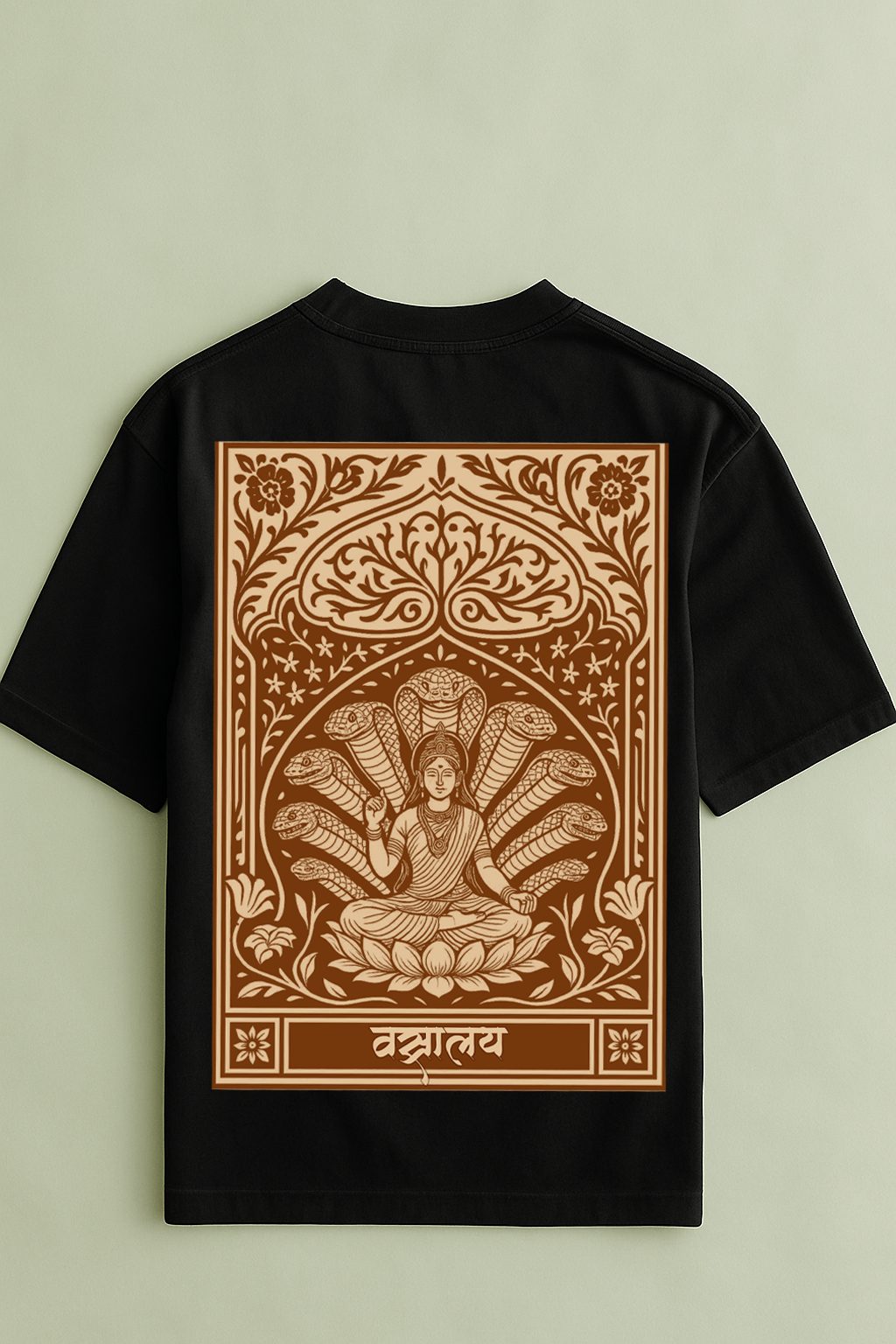 Naag Patta Chitra t-shirt black back — 240 GSM Patta Chitra design